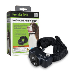Premier Pet Add-A-Dog collar setup showing multi-dog compatibility with in-ground fences