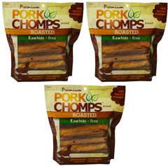 Premium Pork Chomps Roasted Twistz bone-chew closeup, emphasizing flavor and digestibility