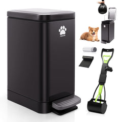 Premjin dog poop trash can outside with lid and step pedal reduces touch and odors.