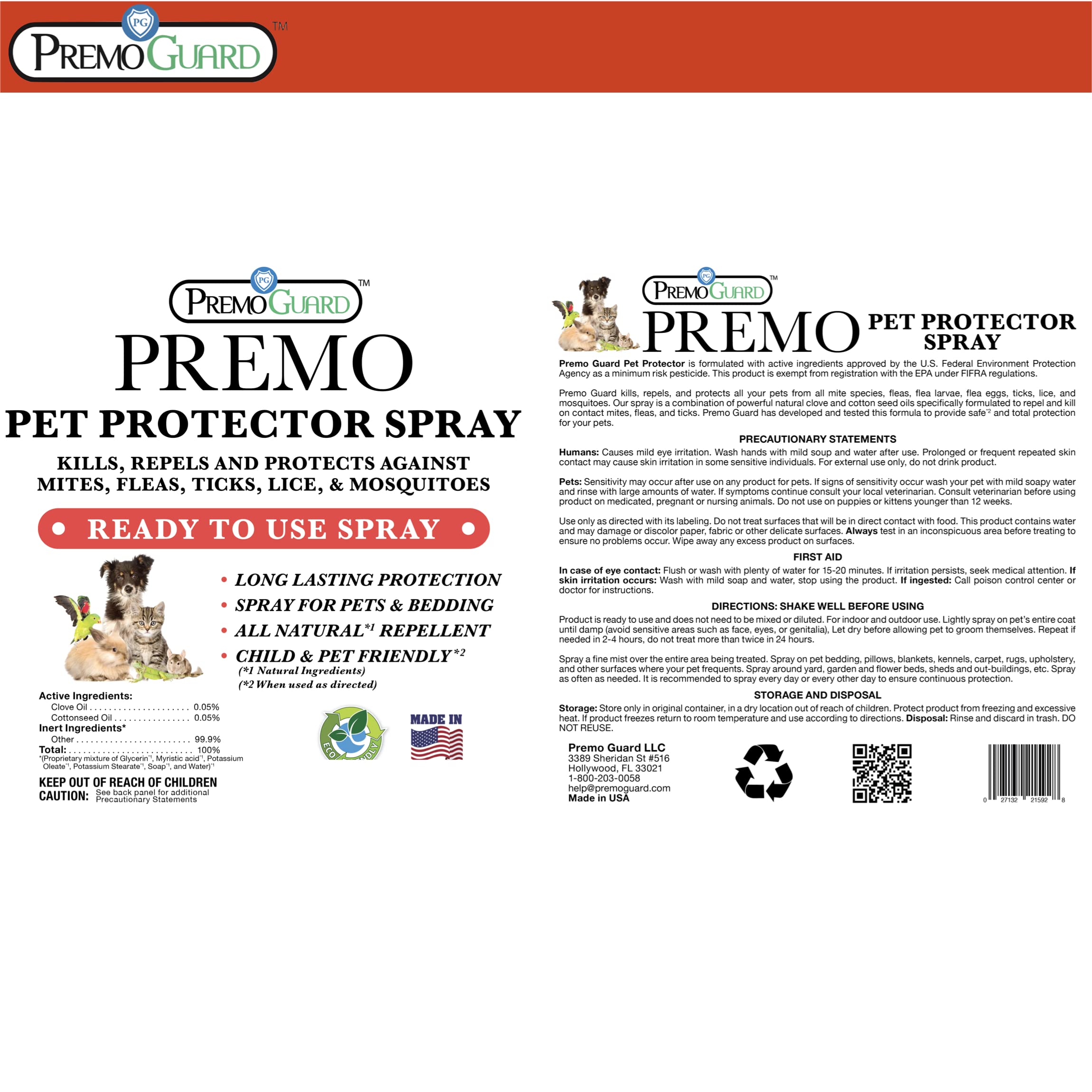 Premo Guard bottle with clear spray enables controlled, even coverage.