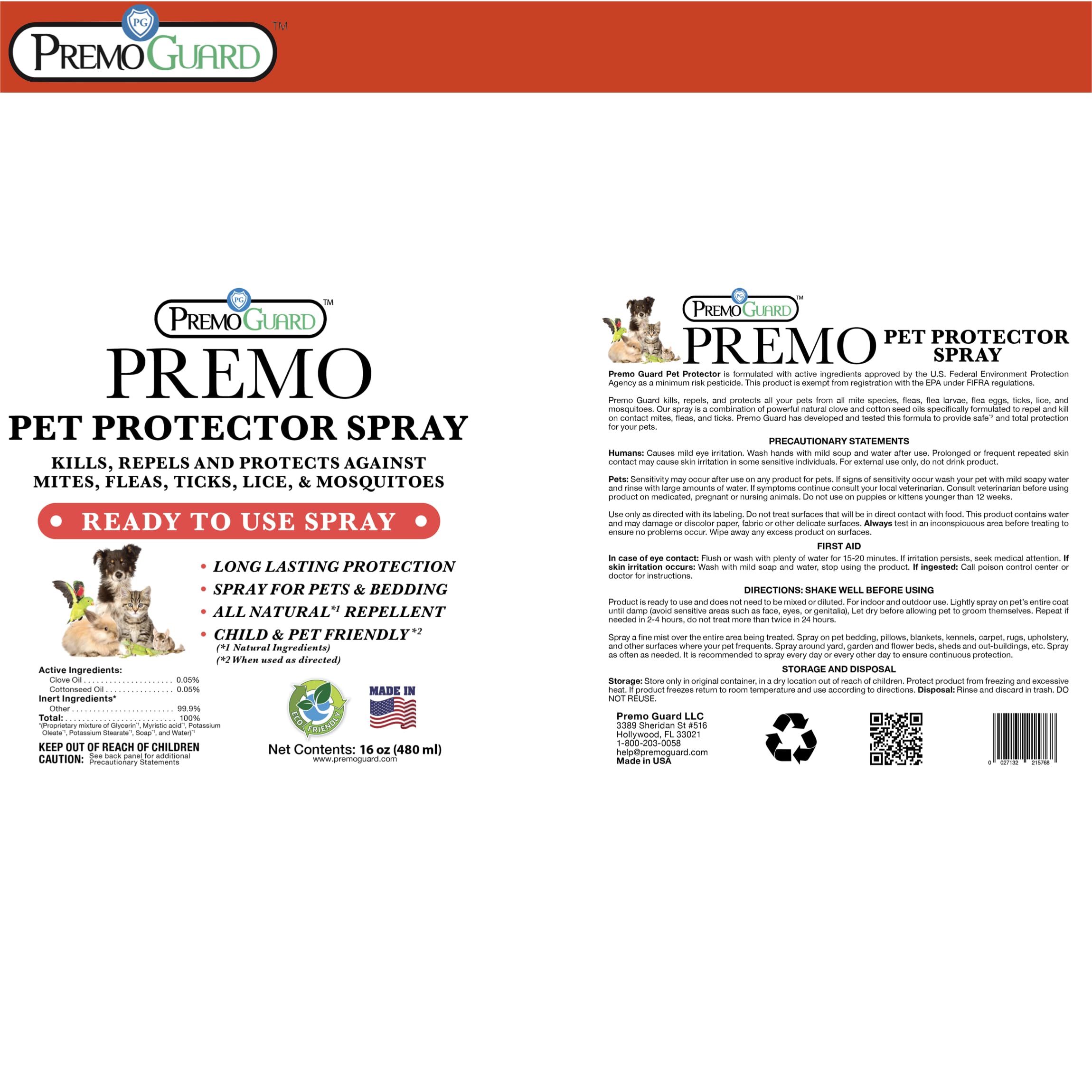 Premo Guard Pet Protector Spray on kennels and play areas for easy treatment