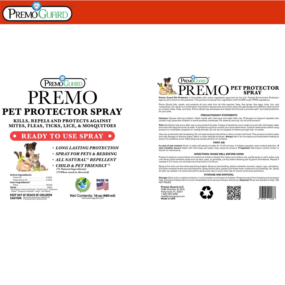 Premo Guard Pet Protector Spray on kennels and play areas for easy treatment