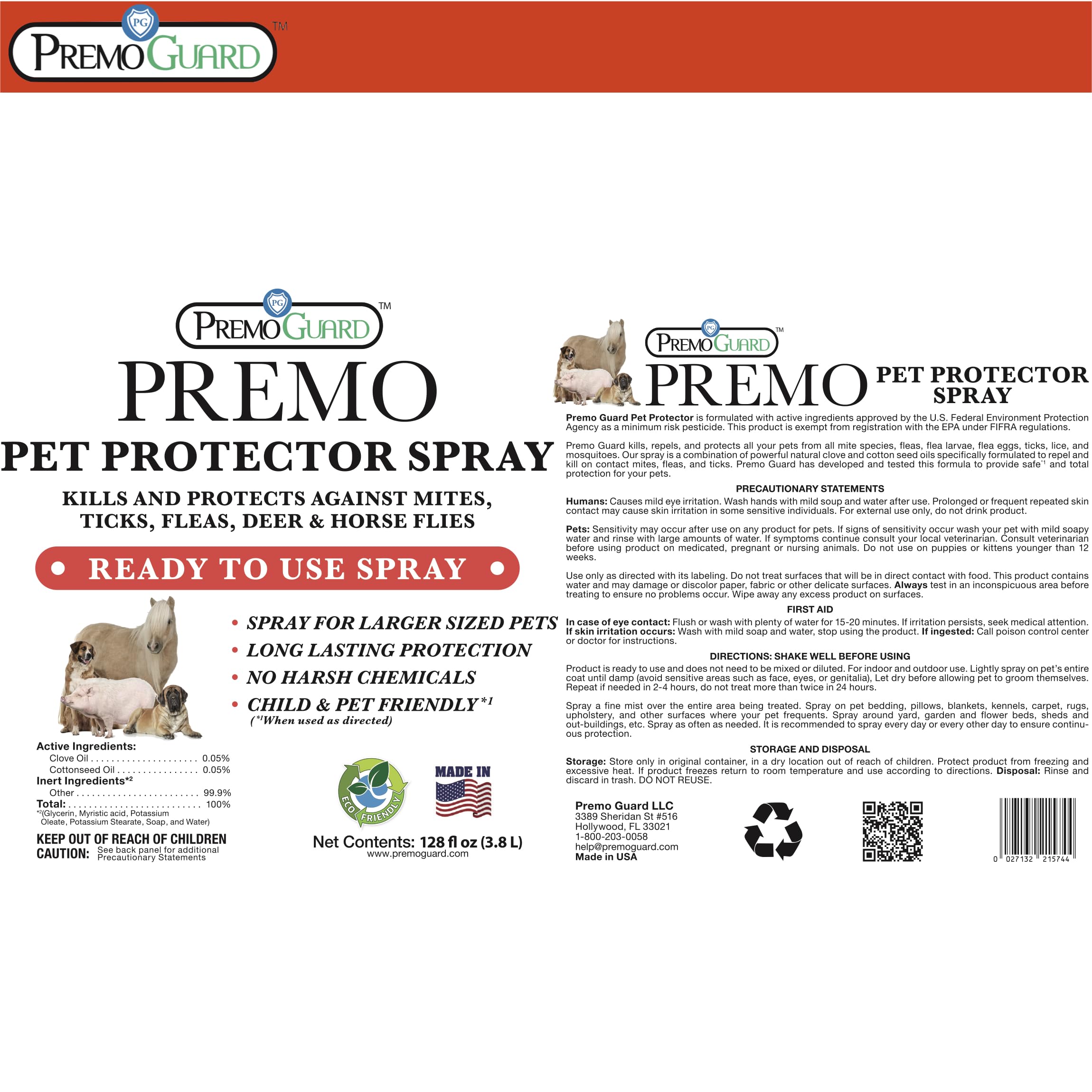 Premo Guard safe for dogs and cats underscores family-friendly protection you can rely on.
