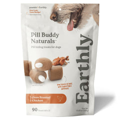 Presidio Earthly Pill Buddy Naturals chicken-treat closeup showing easy pill concealment for dogs.