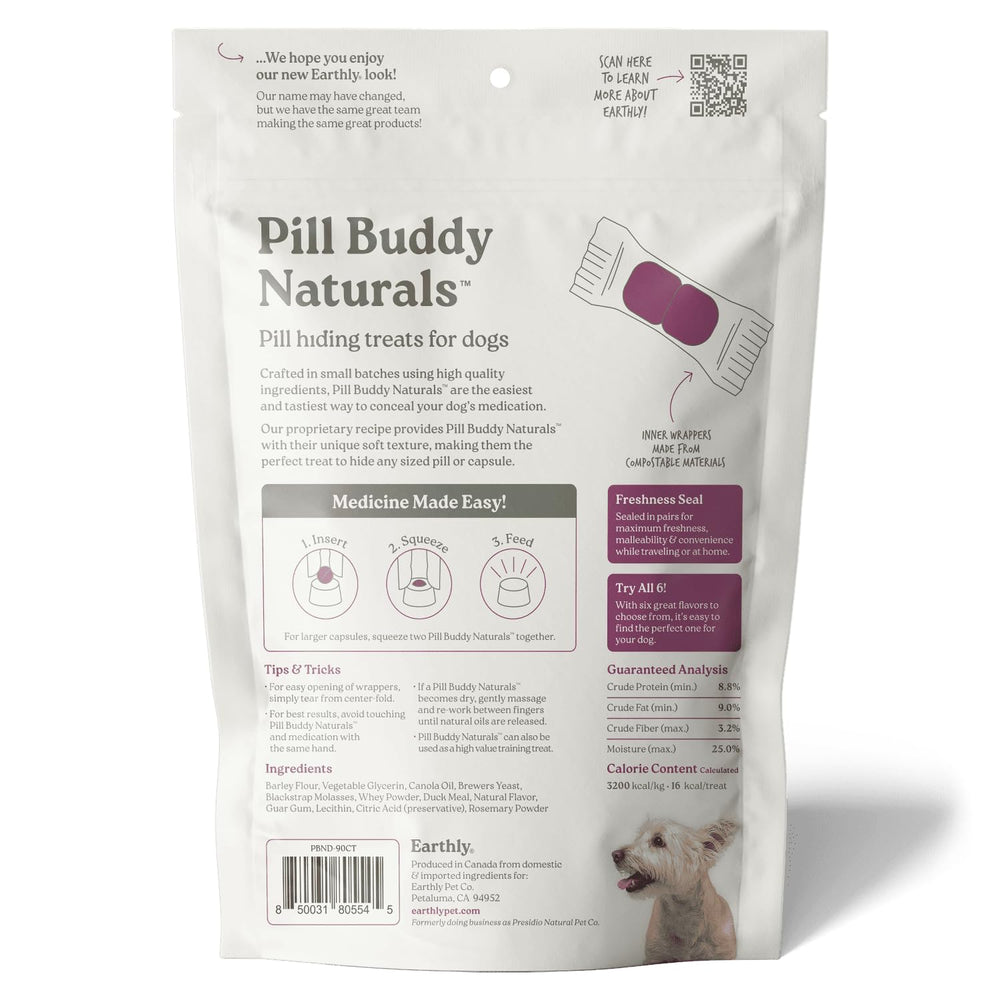 Presidio Earthly Pill Buddy Naturals duck-dog-friendly-treatment supports medication time