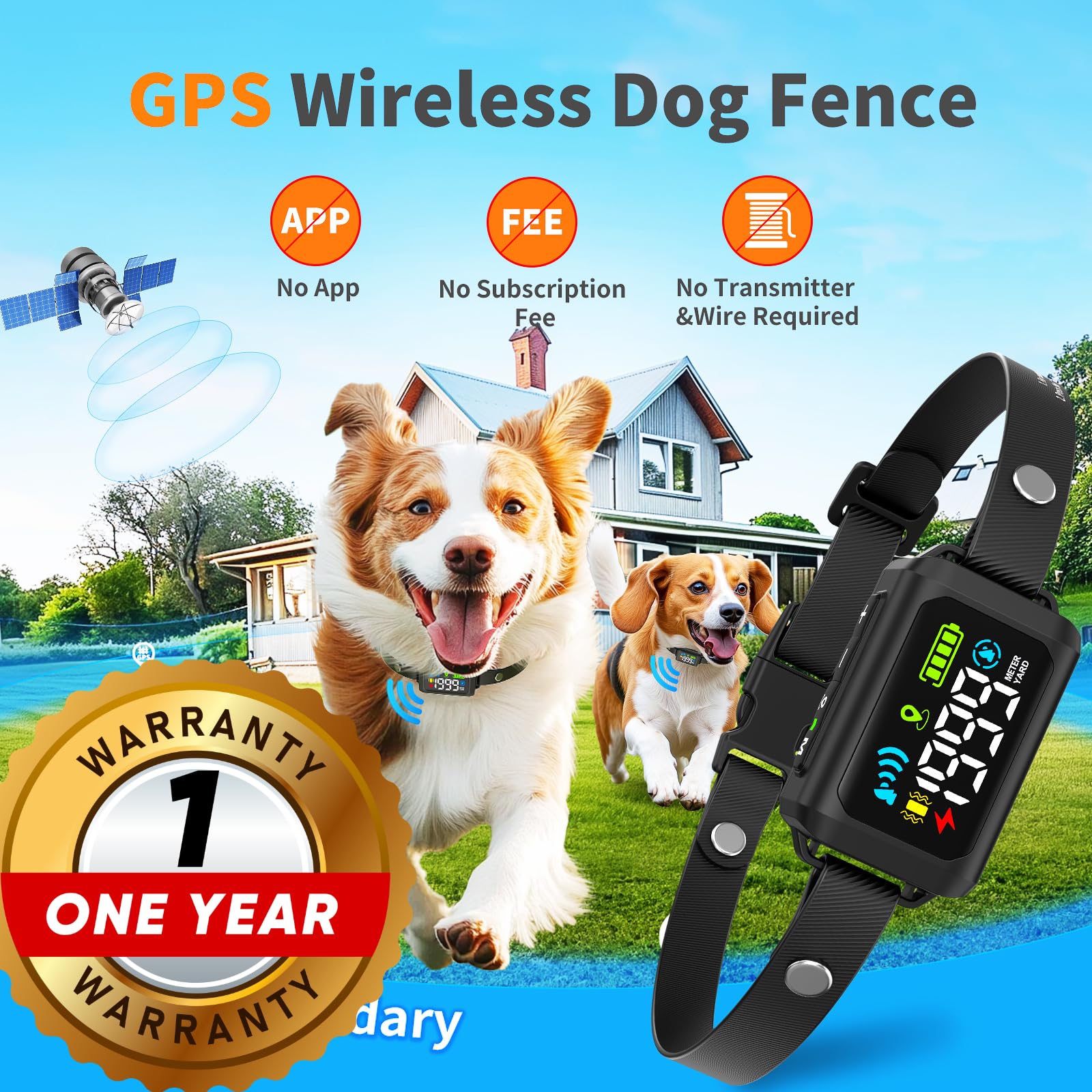 Prestige Paws GPS alerts collar shows vibration or sound alerts for boundary breaches