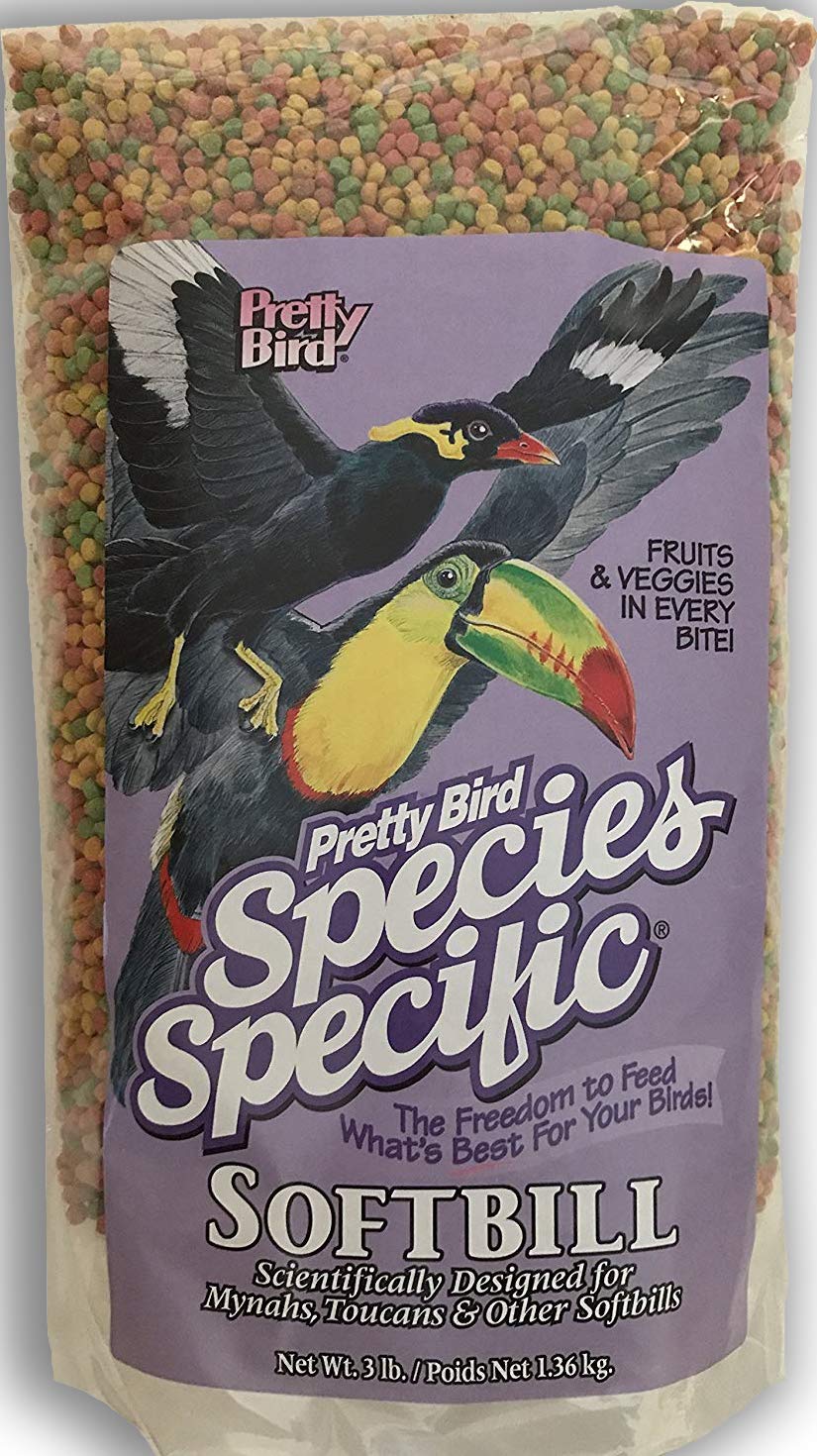 Pretty Bird International Softbill Select 3lb bag for easy daily feeding.