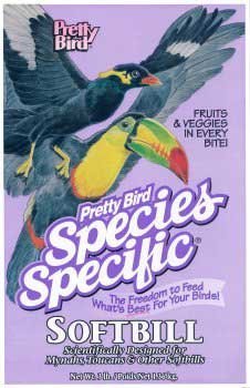 Pretty Bird International Softbill Select closeup of small-fragment fructose nuggets for softbills.