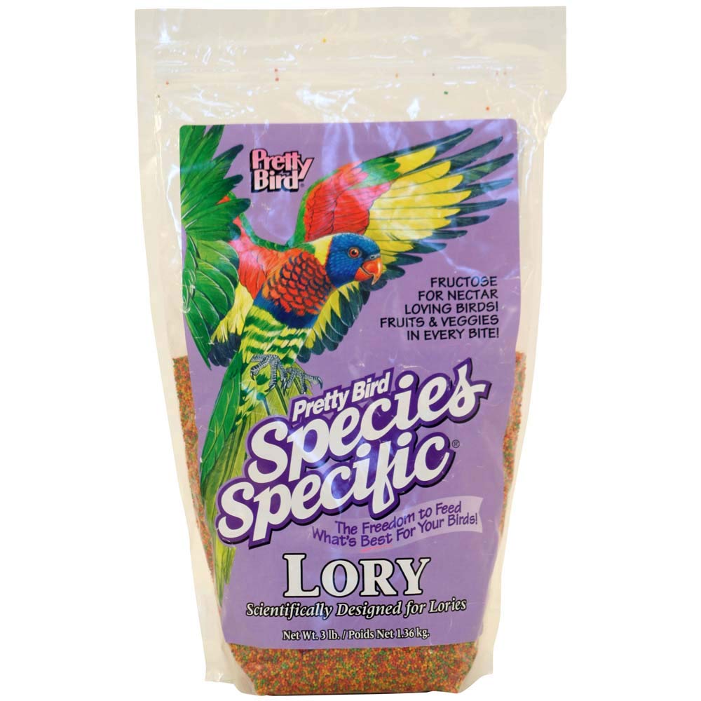 Pretty Bird lory food 3lb bag close-up — balanced nutrition for your pet lory.