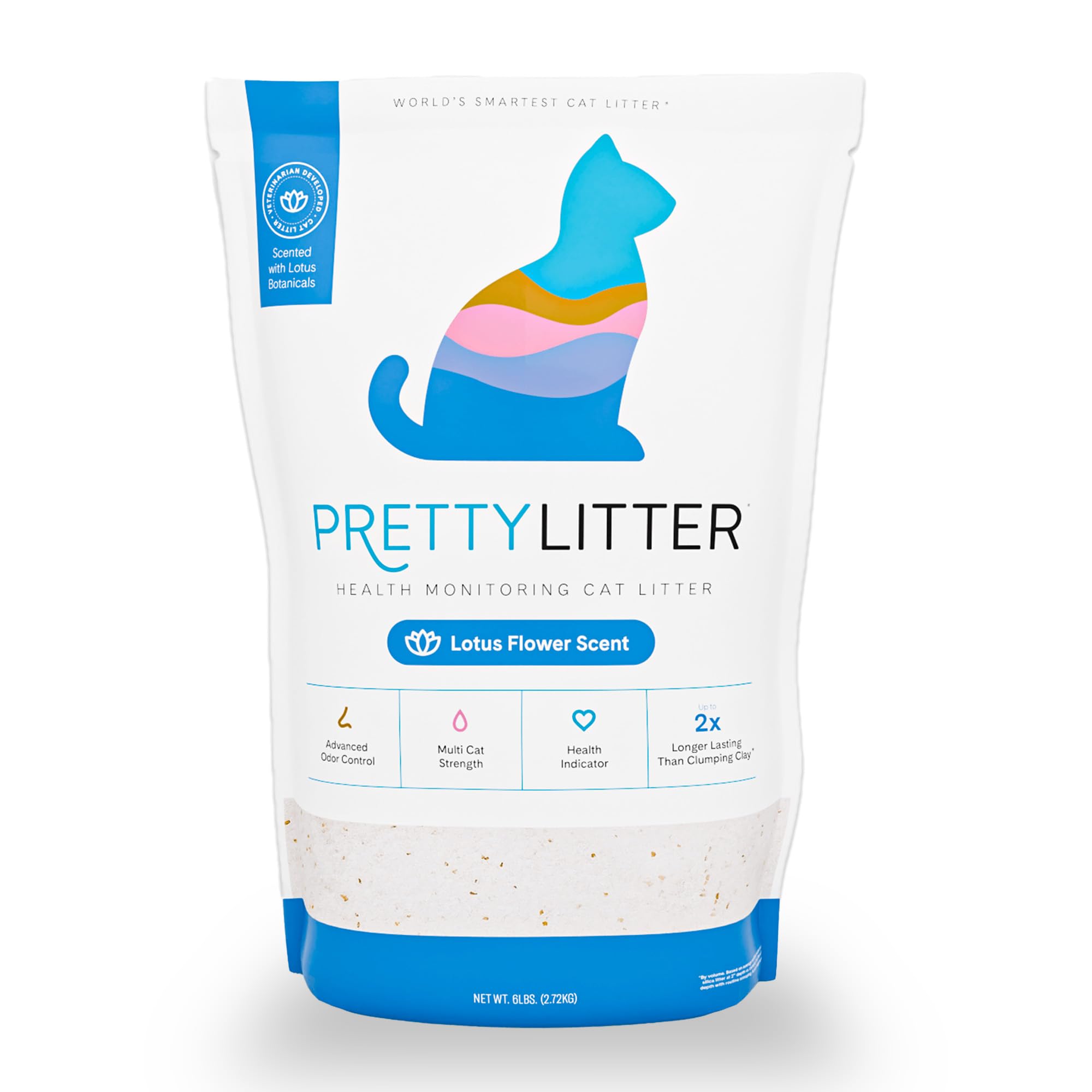 PrettyLitter lotus color-changing crystals for health monitoring in the litter
