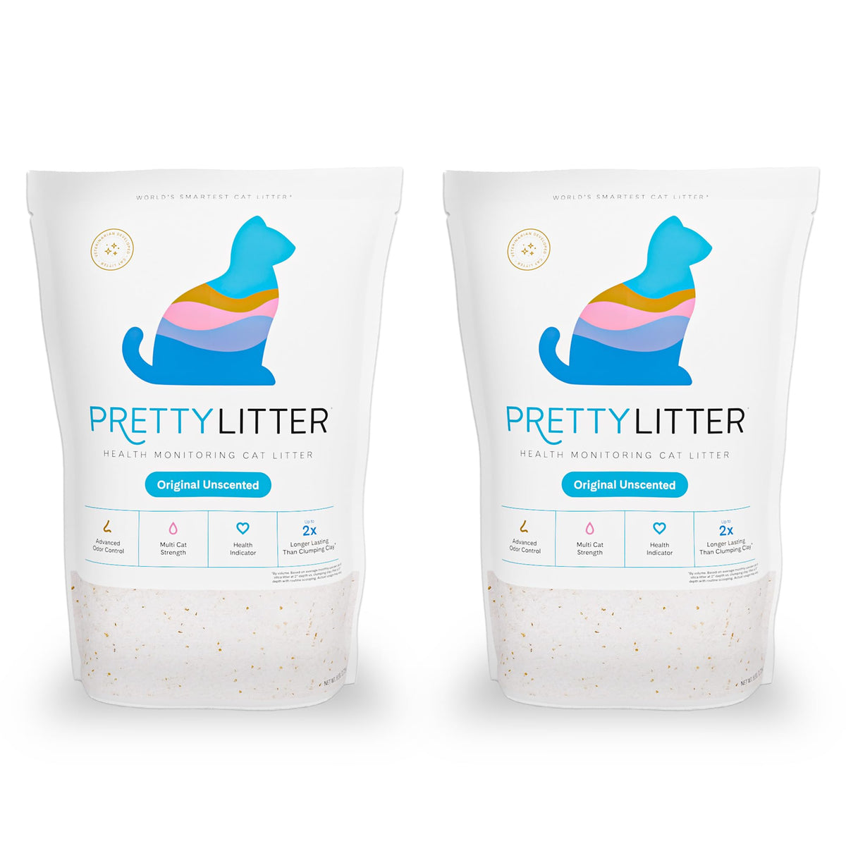 PrettyLitter pack 6lb demonstrates lightweight design for easy scooping and storage.