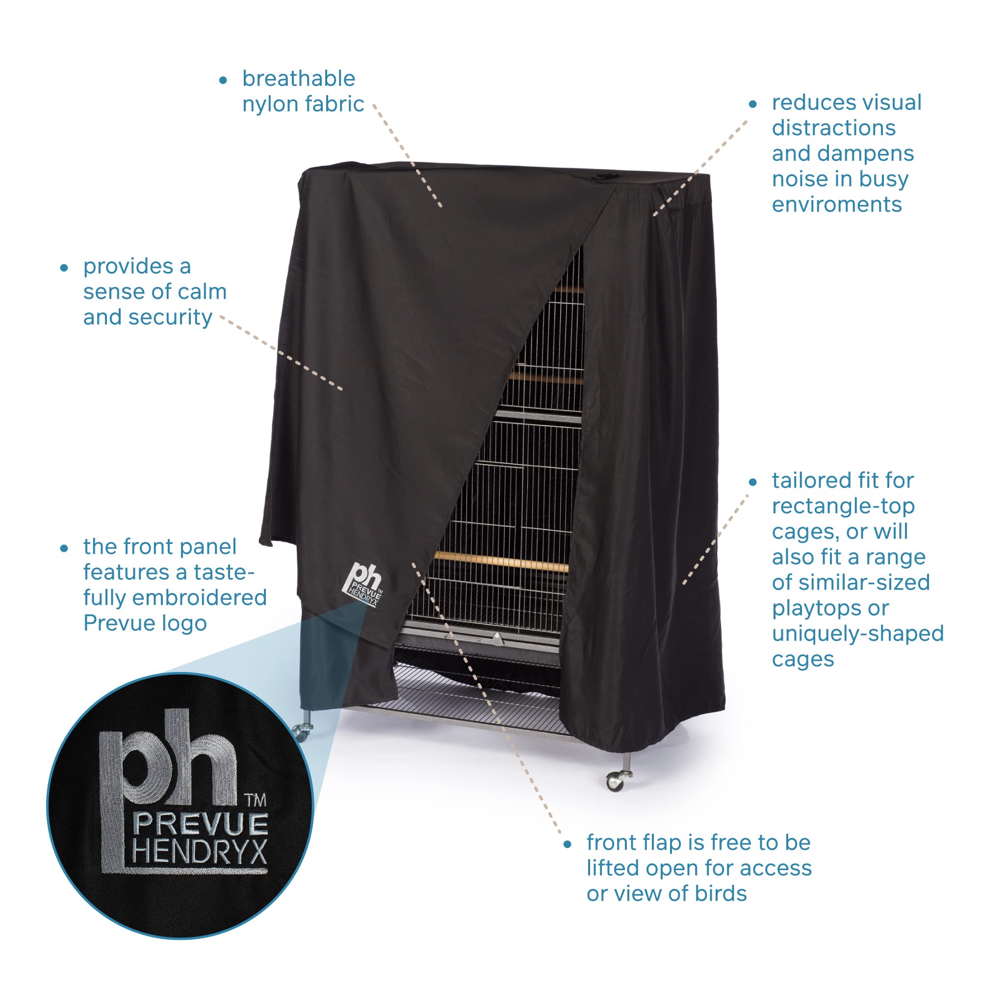 Prevue Hendryx Good Night Bird Cage Cover breathable material keeps air flowing for comfort.