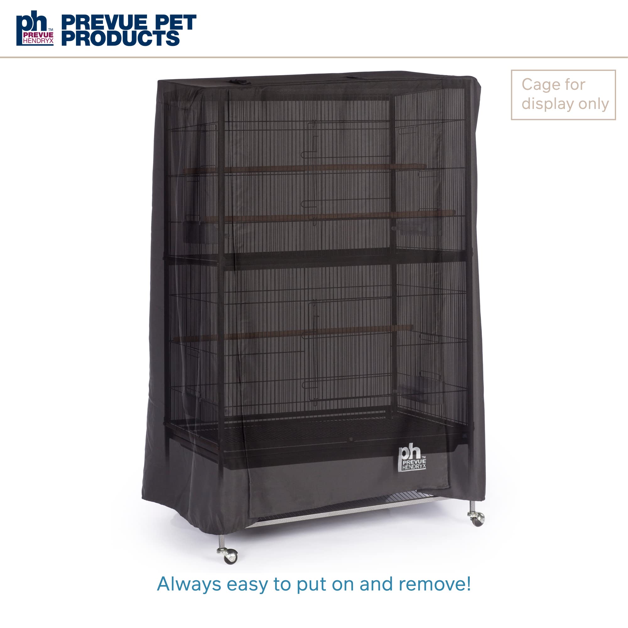 Prevue Hendryx Good Night Bird Cage Cover dark fabric promotes a nest-like sleep ambiance.