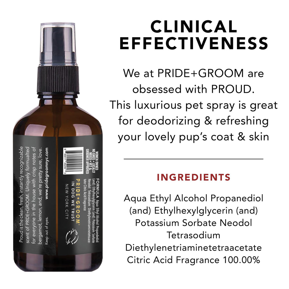 Pride and Groom Proud multi-use spray for pets and spaces like homes