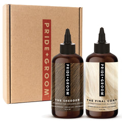 PRIDE AND GROOM Shedder shampoo-bottle-pour demonstrates easy deshedding flow.
