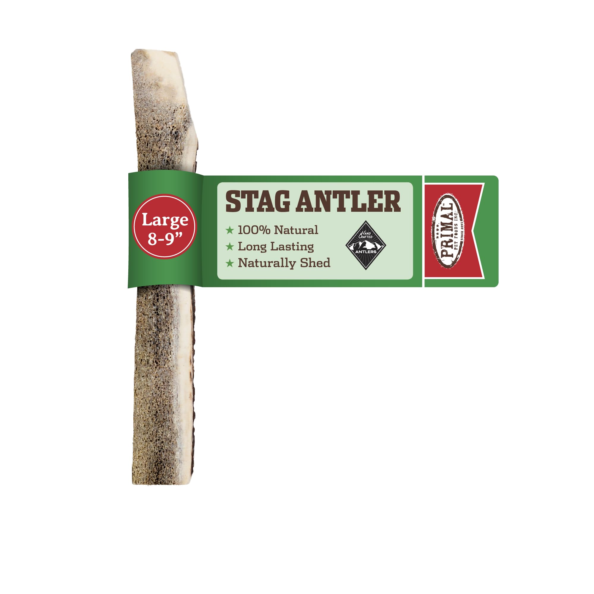 Primal Antlers for Dogs close-up of grade A split stag antler showing natural chew appeal