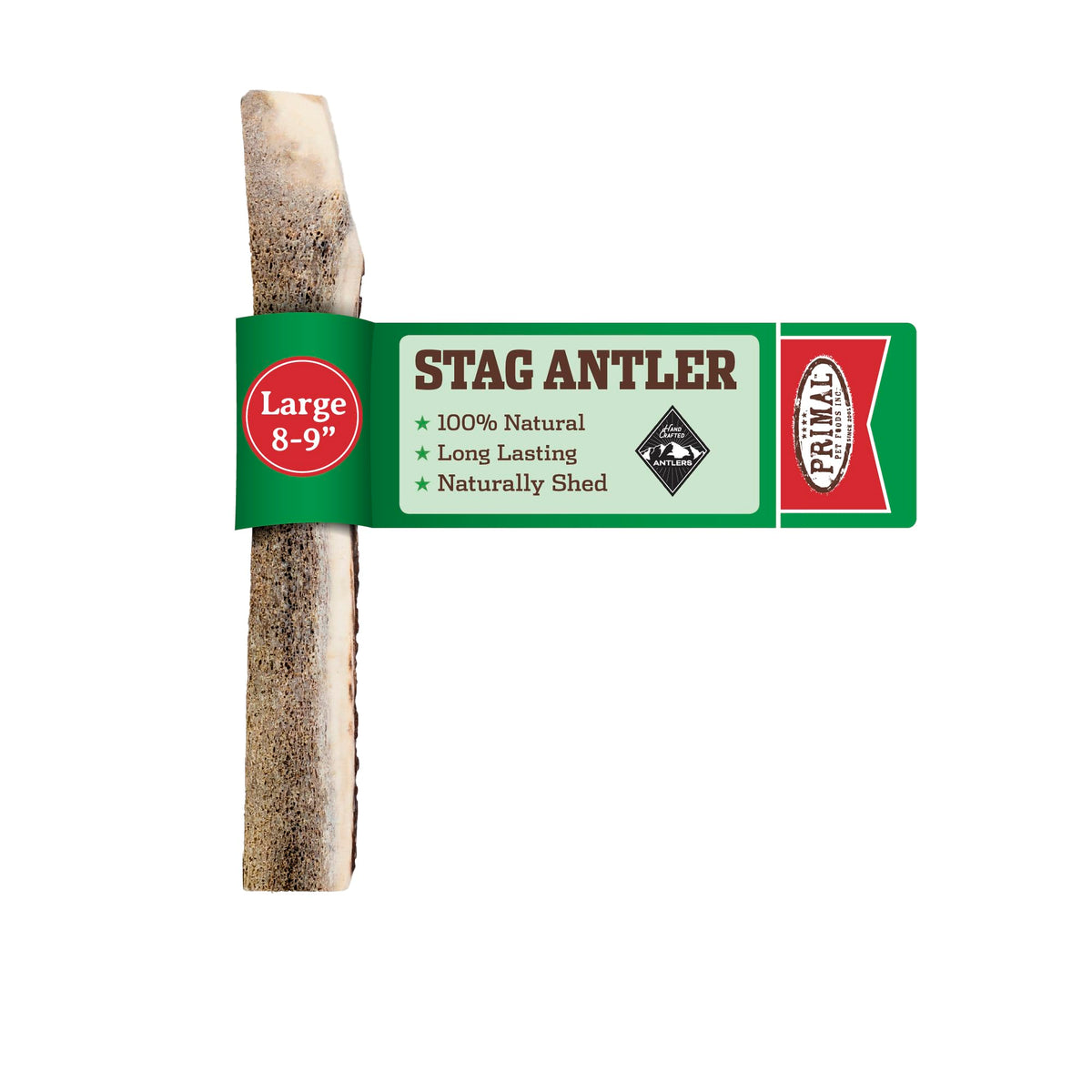 Primal Antlers for Dogs close-up of grade A split stag antler showing natural chew appeal