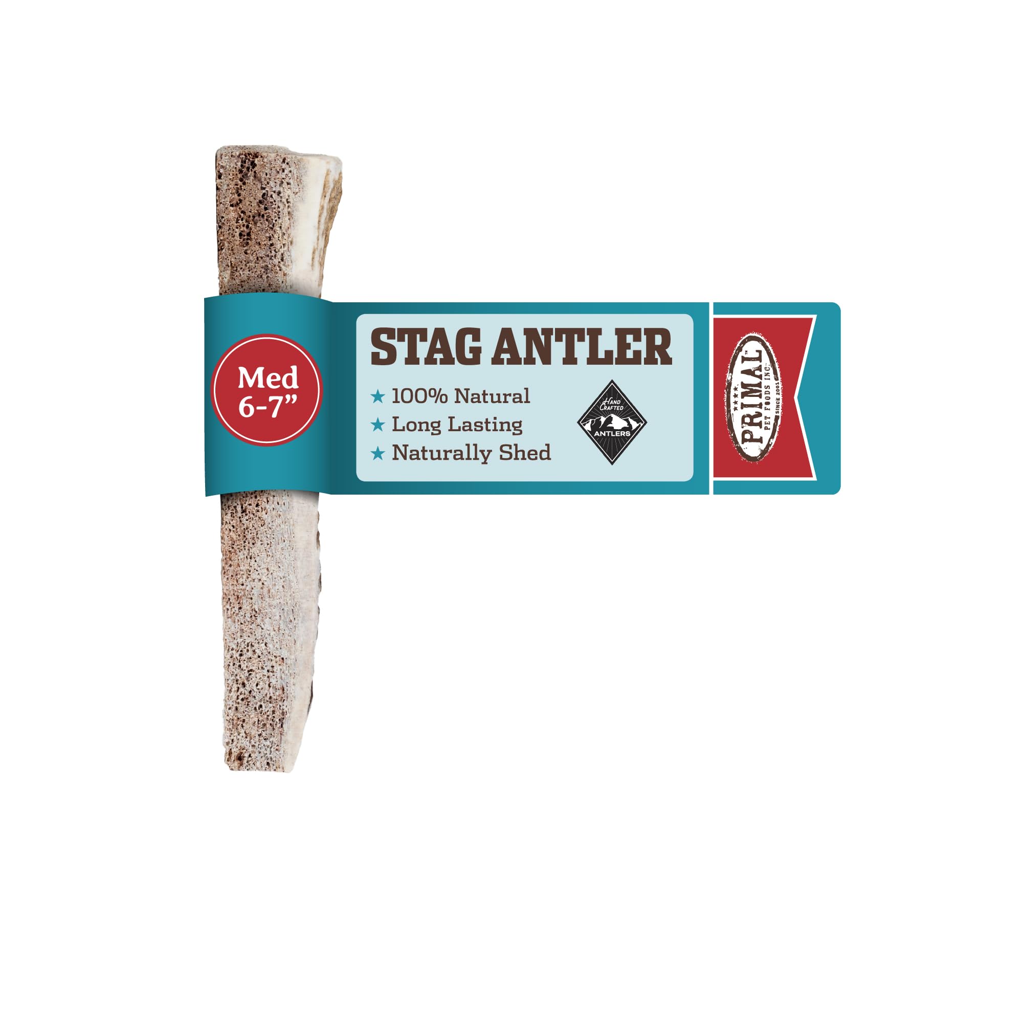 Primal Antlers for Dogs split antler closeup shows a durable, natural chew for medium dogs