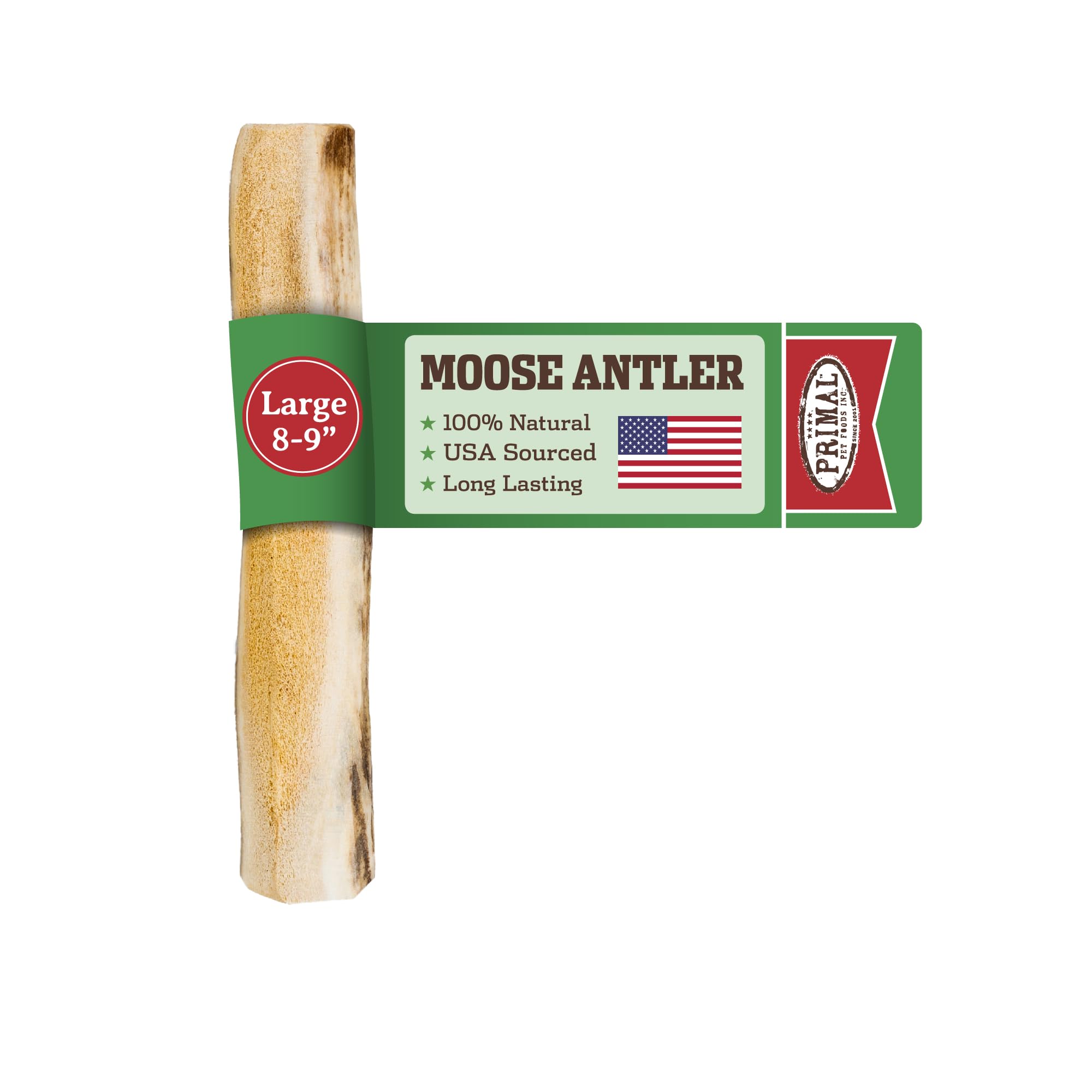Primal Antlers split moose antler large dog chew for big dogs—long-lasting entertainment.
