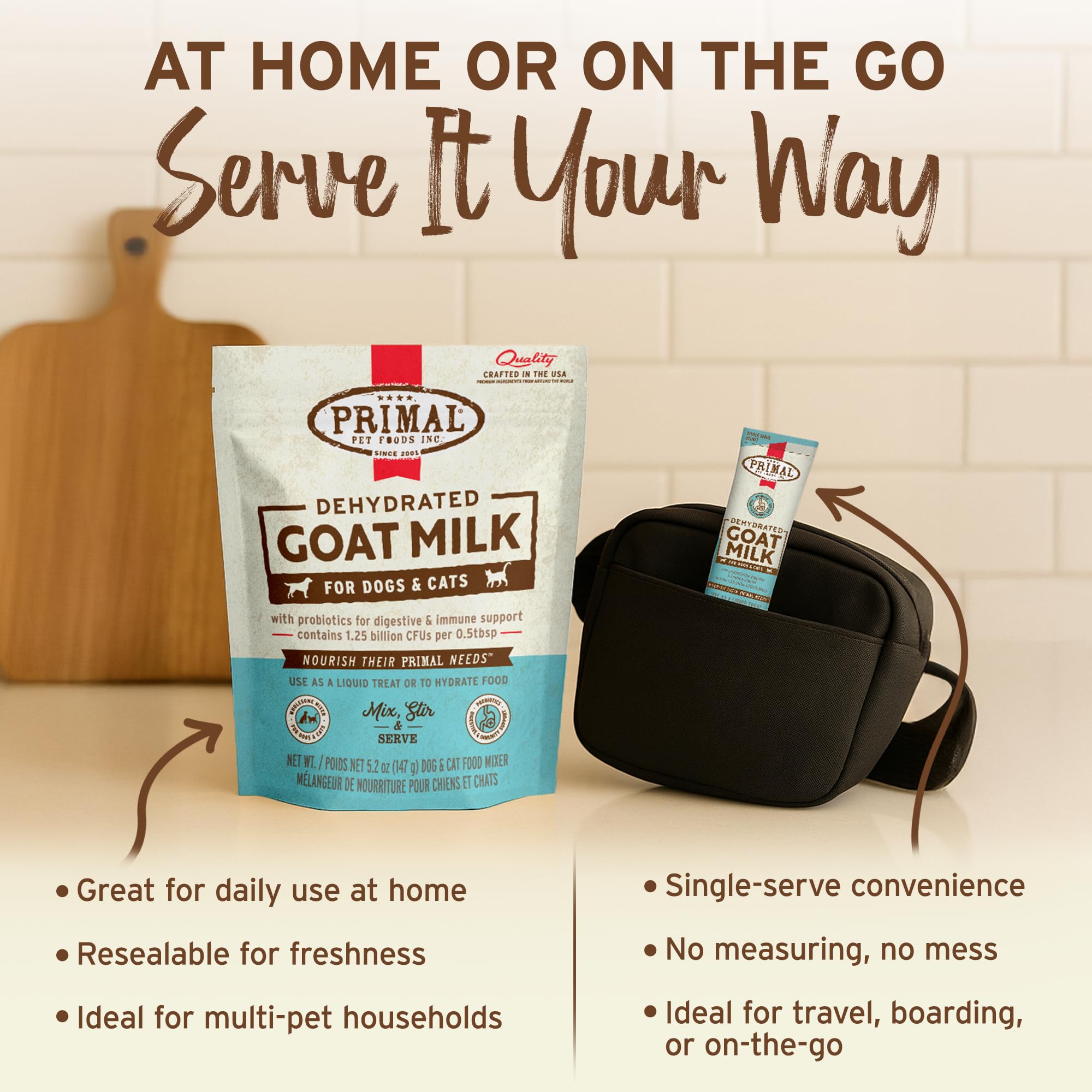 Made in the USA label on Primal Goat Milk Powder.