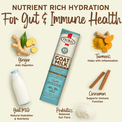 Primal Goat Milk Powder shows probiotic ingredients for digestion support.