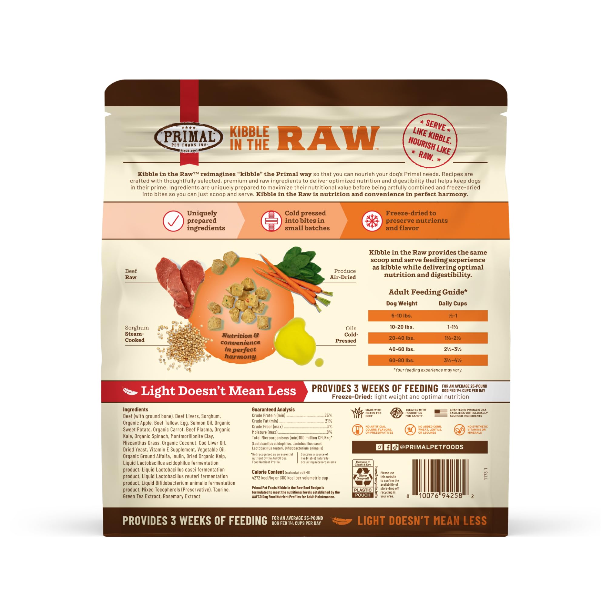 Primal Kibble in the Raw USA-crafted label emphasizing Made in USA quality