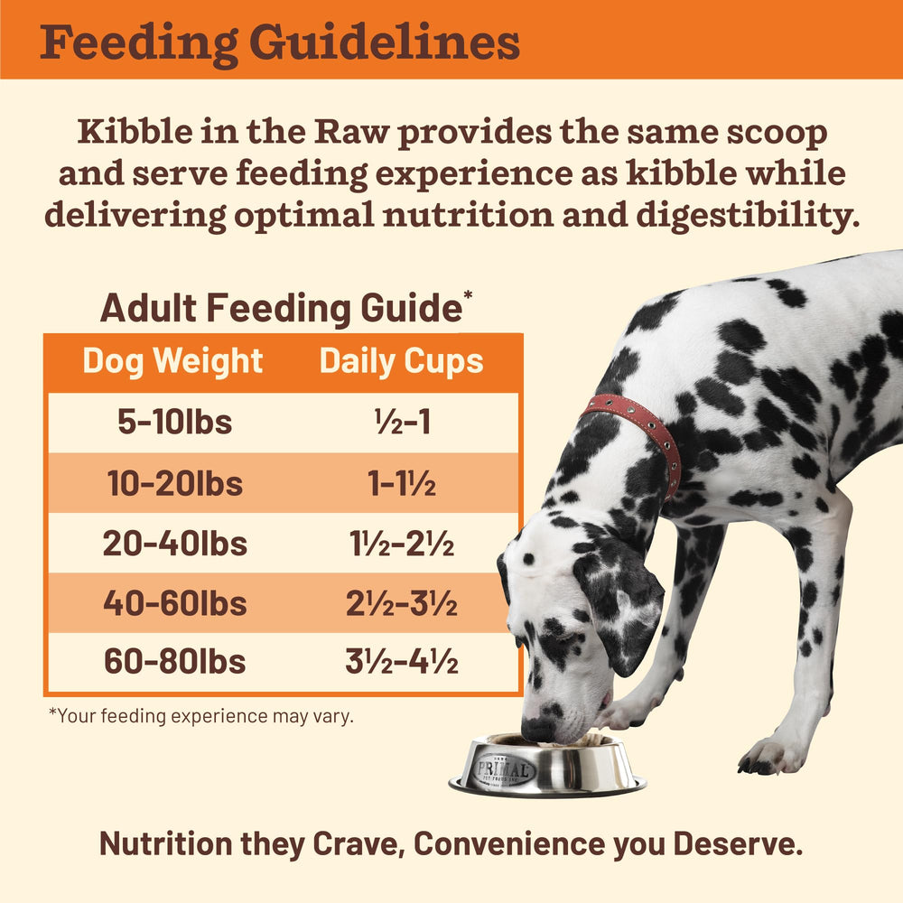 Primal Kibble in the Raw no-fillers image illustrating allergen-free digestion-friendly formula