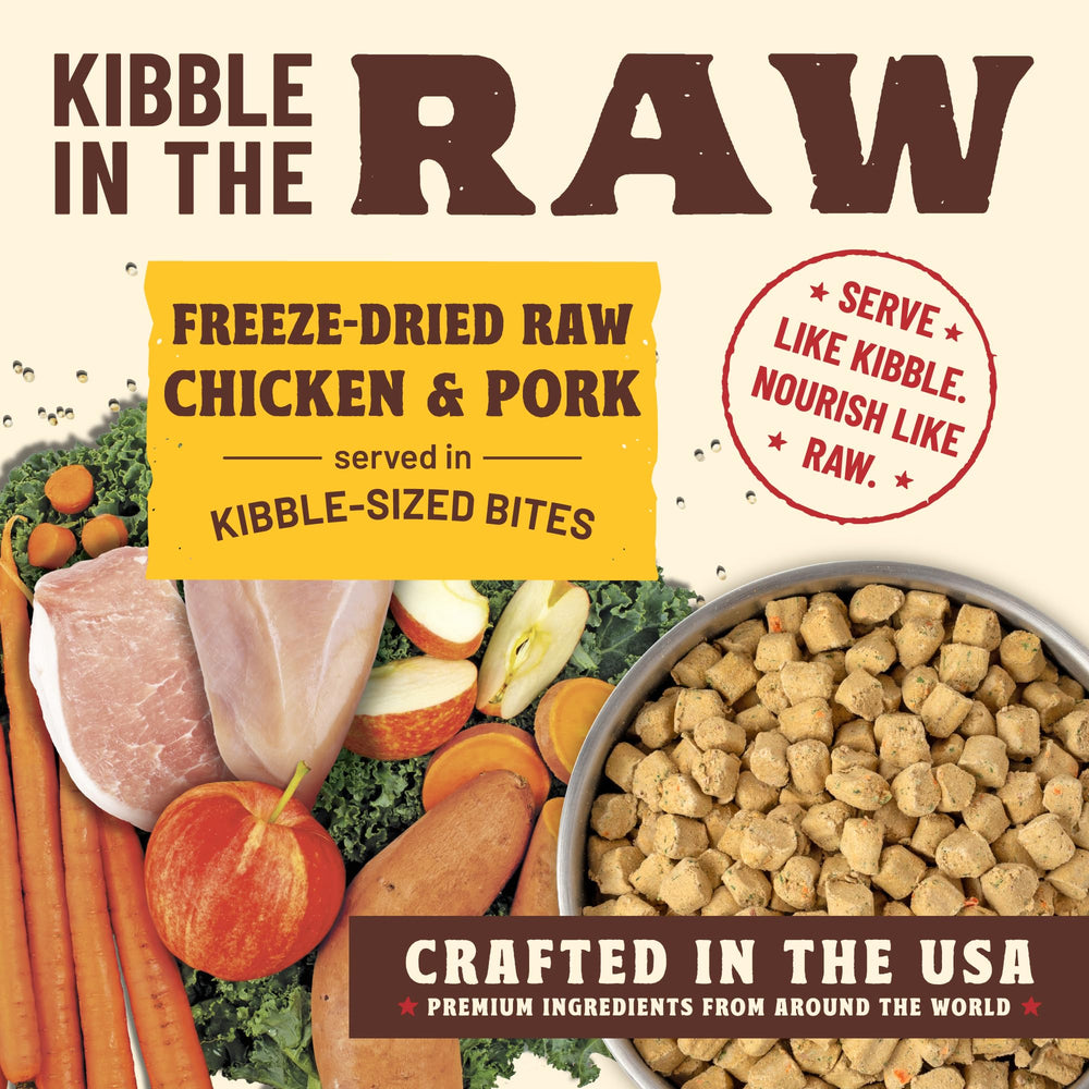 Primal Kibble in the Raw scoop-serve demonstrates convenient, ready-to-feed nutrition.
