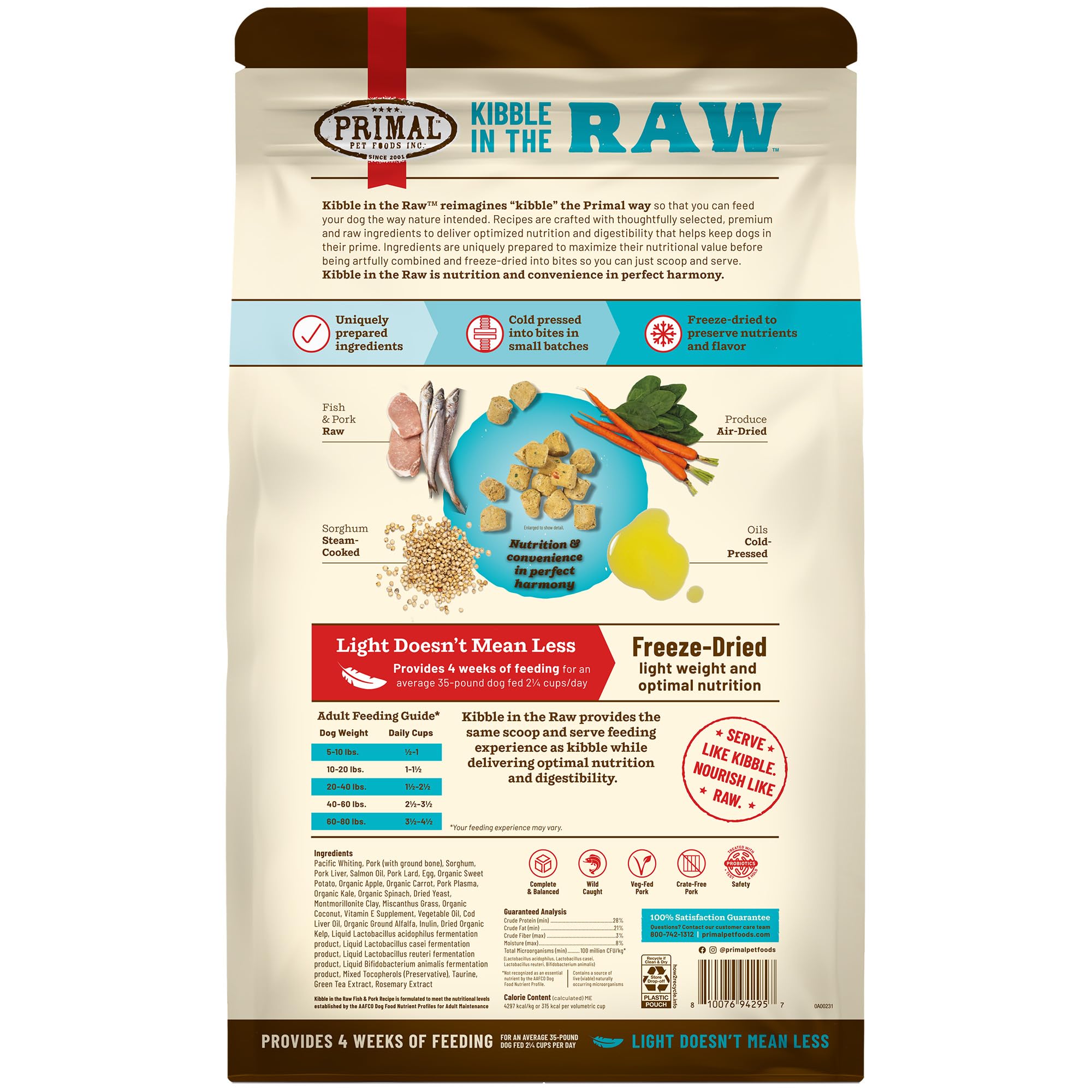 Primal Pet Foods Dry dog food in a bowl ready for mealtime.