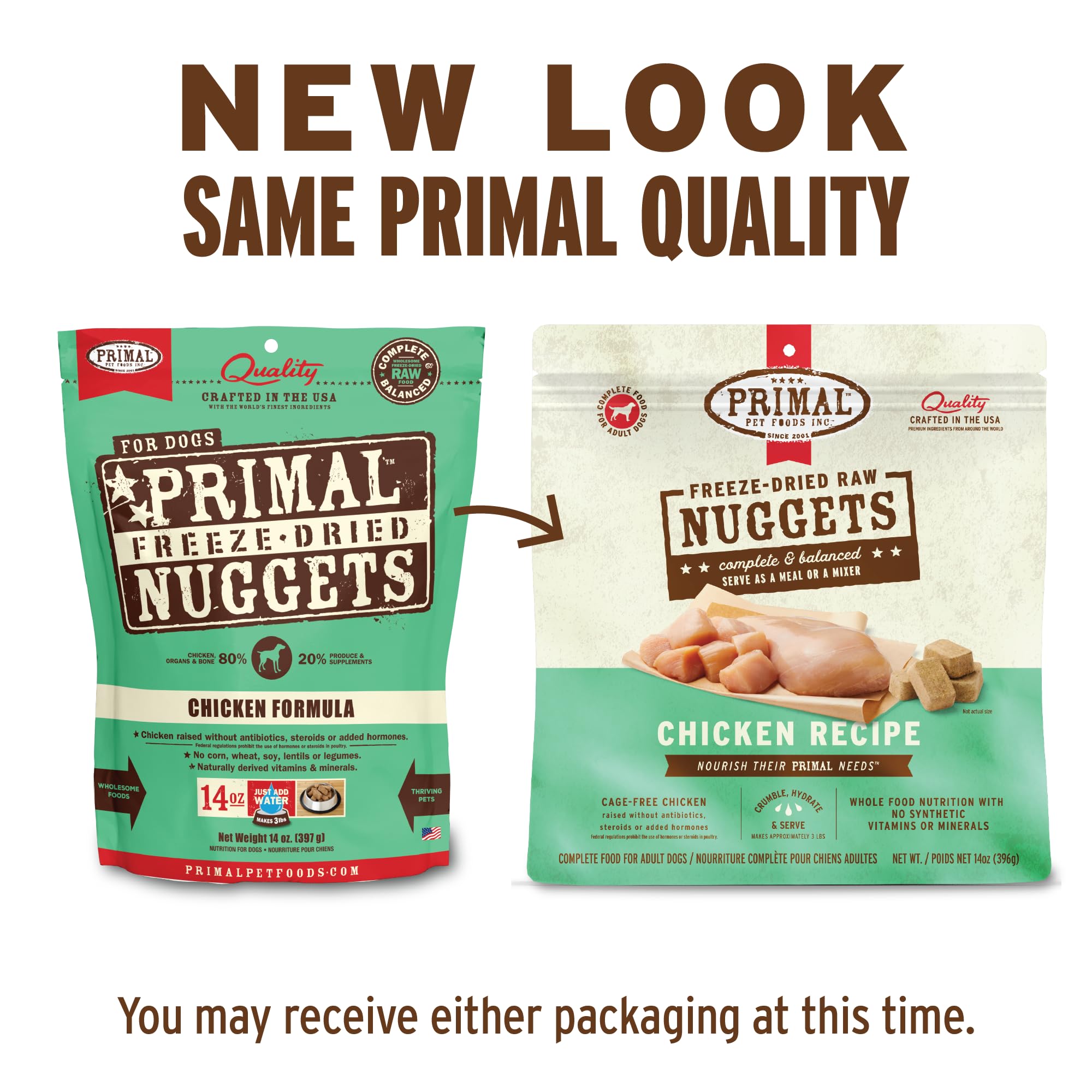 Primal Pet Foods nugget closeup showing texture for rehydration and flexibility.