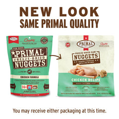 Primal Pet Foods nugget closeup showing texture for rehydration and flexibility.