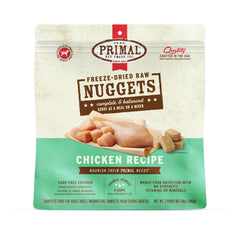 Primal Pet Foods freeze-dried chicken nuggets pack shot highlights complete meal option