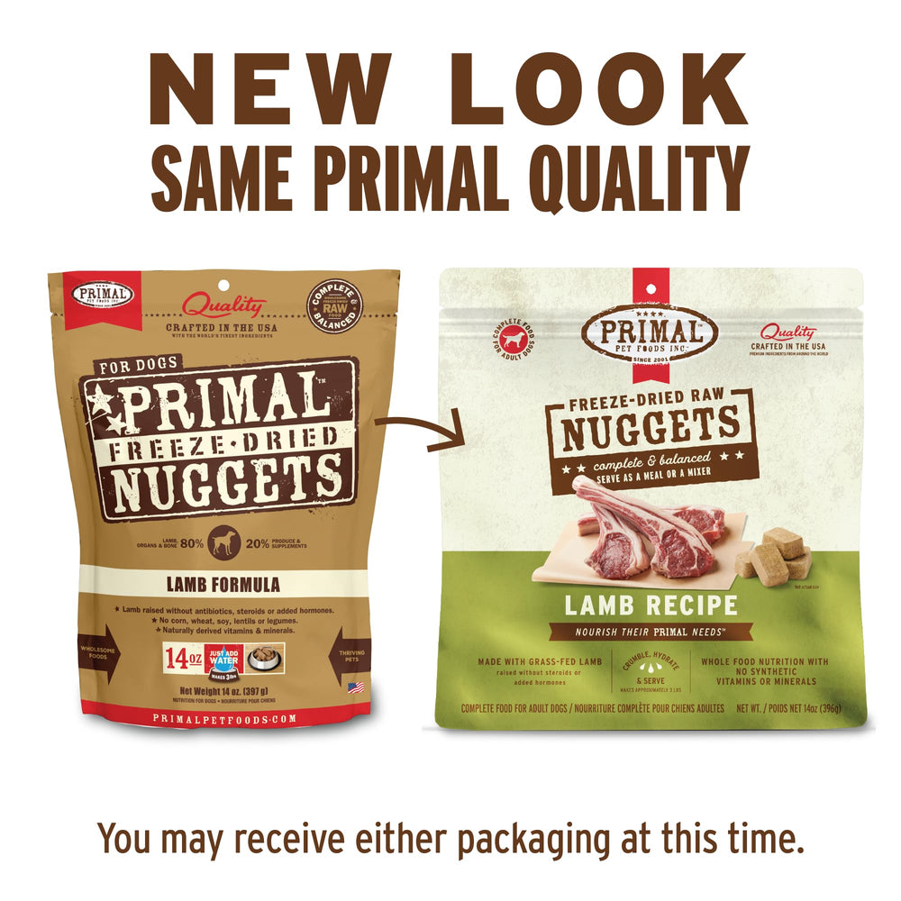 Primal freeze-dried lamb nuggets served as a topper to boost flavor and nutrition.