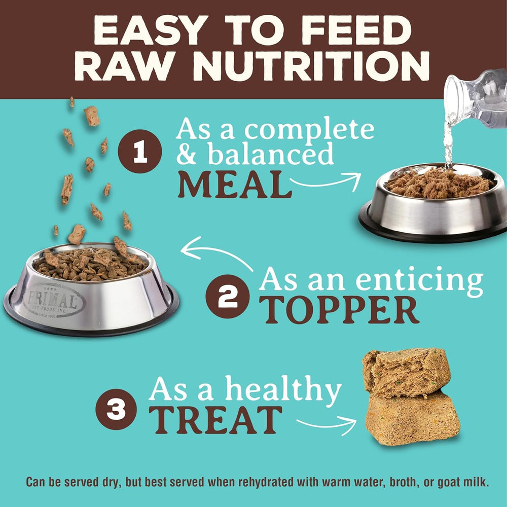 Primal Pet Foods freeze-dried cat nuggets close-up highlights real whole-food ingredients.