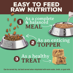 Primal Pet Foods rehydration step image illustrates easy prep before feeding