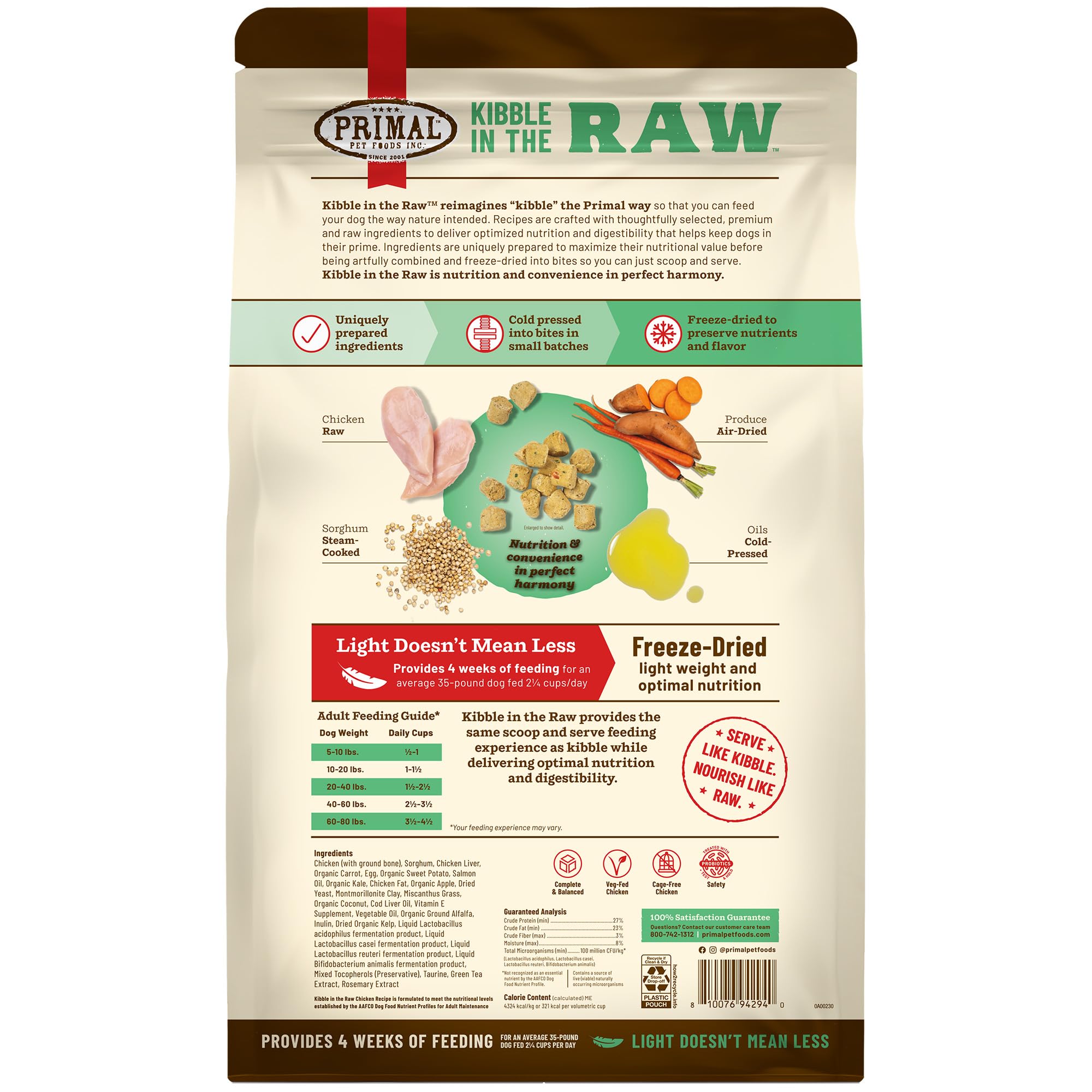Primal Kibble close-up suggests energy and healthy coat support