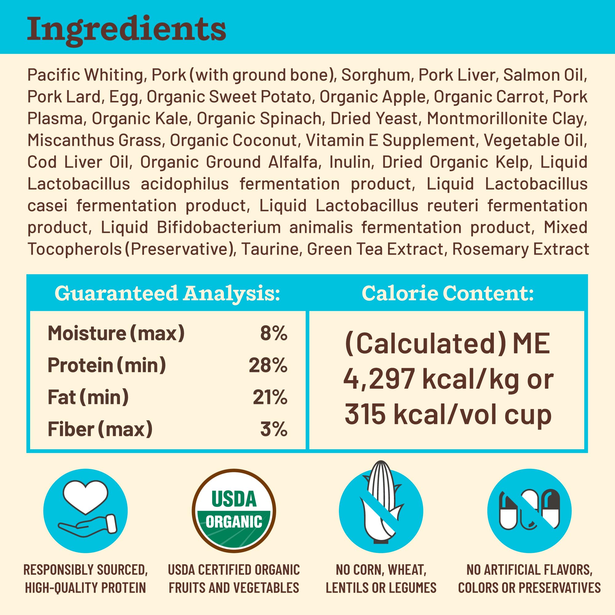 Primal Pet Foods Real Whole Foods greens in the mix for natural nutrients.