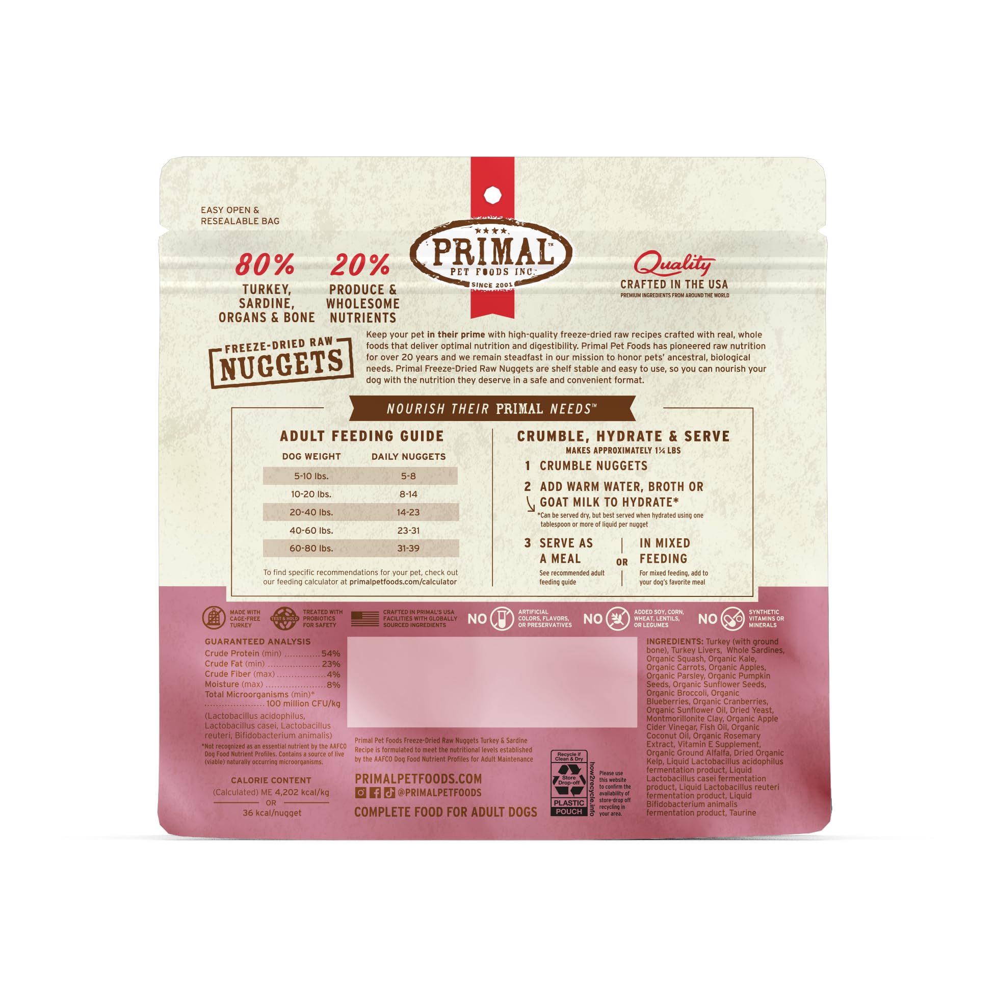 Primal Pet Foods wild-caught sardines, omega-rich protein may support a healthy-looking coat.