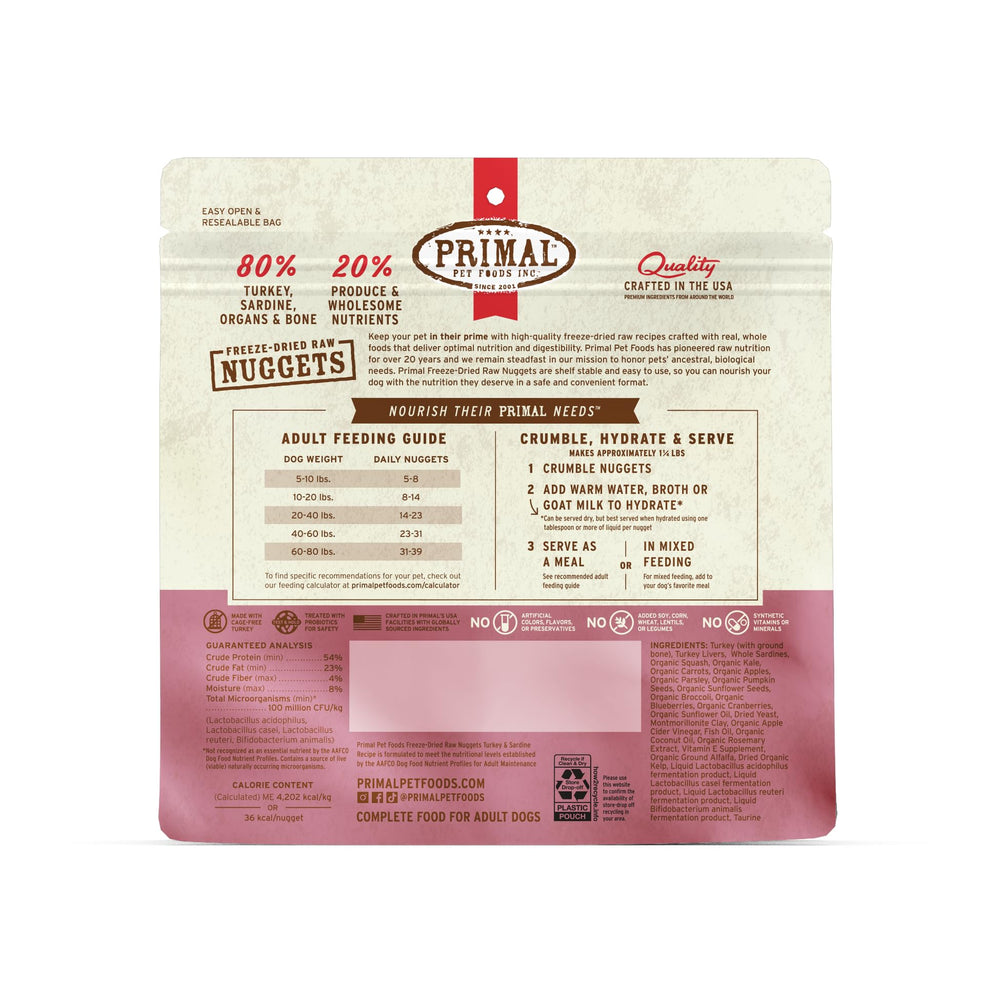 Primal Pet Foods wild-caught sardines, omega-rich protein may support a healthy-looking coat.