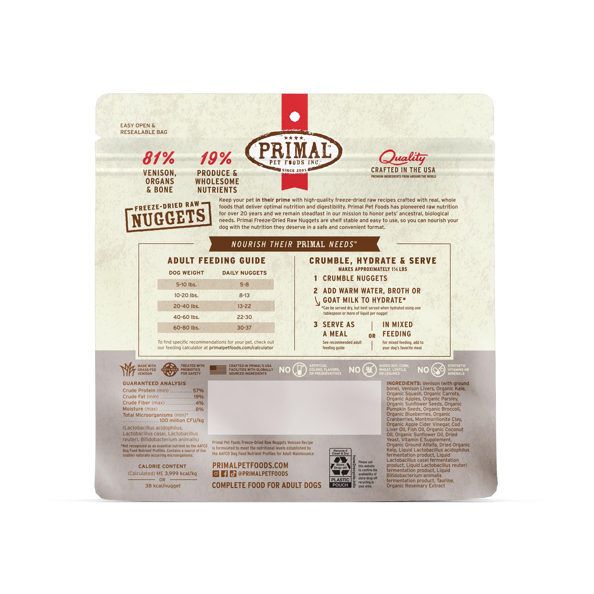 Primal Venison Nuggets treat option for dogs during training.