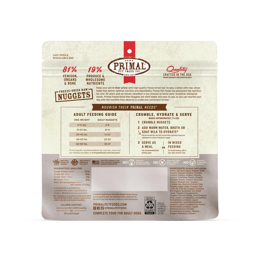 Primal Venison Nuggets treat option for dogs during training.