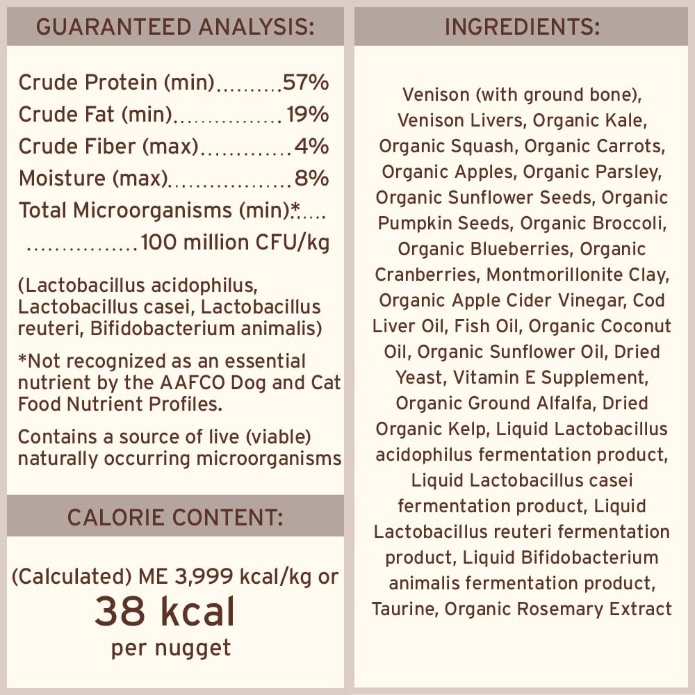Primal Venison Nuggets USA-crafted packaging implies quality and safety.