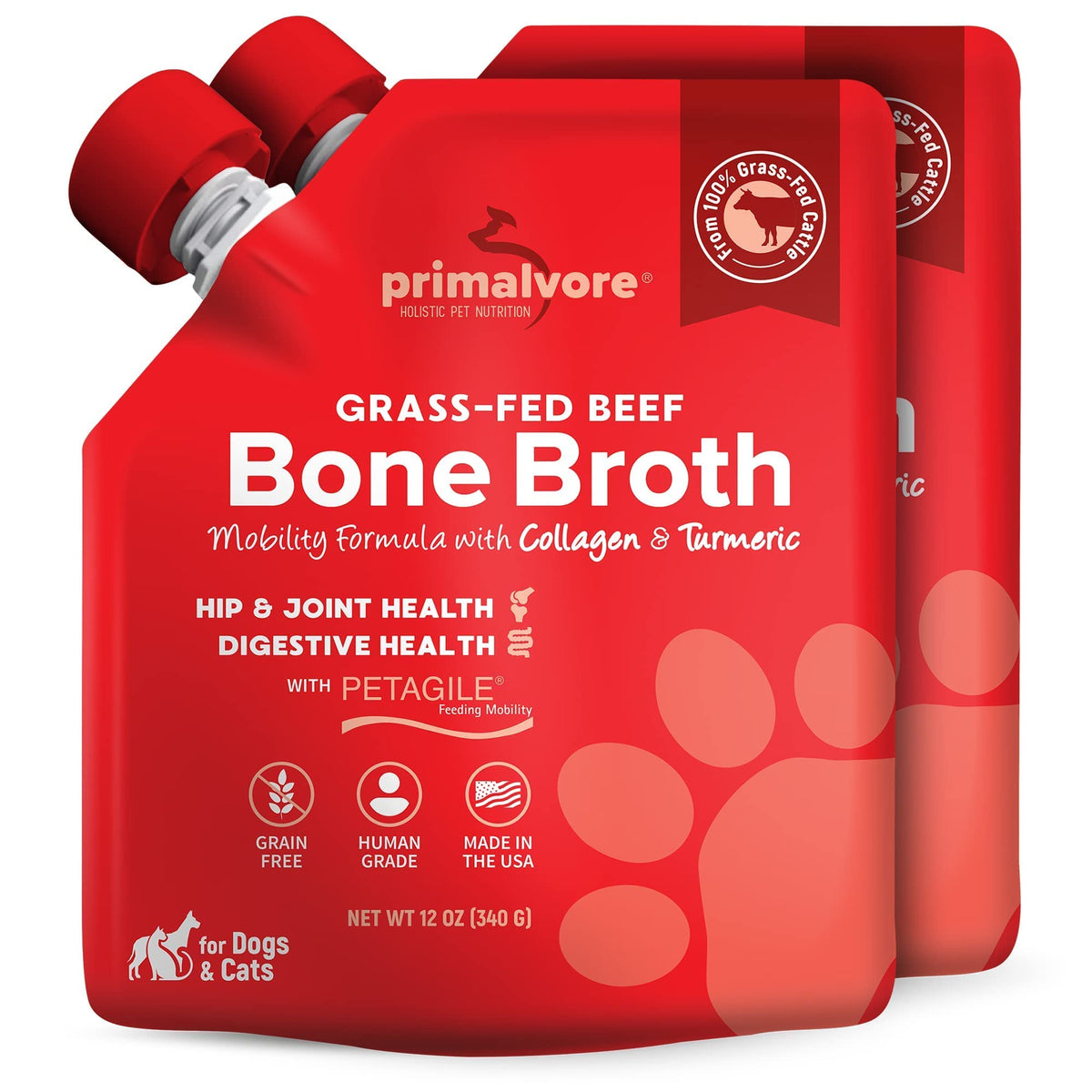 Primalvore Beef Bone Broth for dogs and cats boosts hydration and flavor