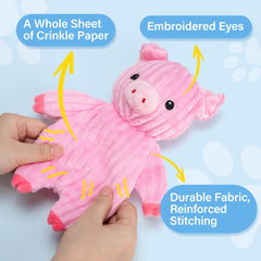 Prime Pets blue elephant dog toy with squeaker and durable stitching for longevity.