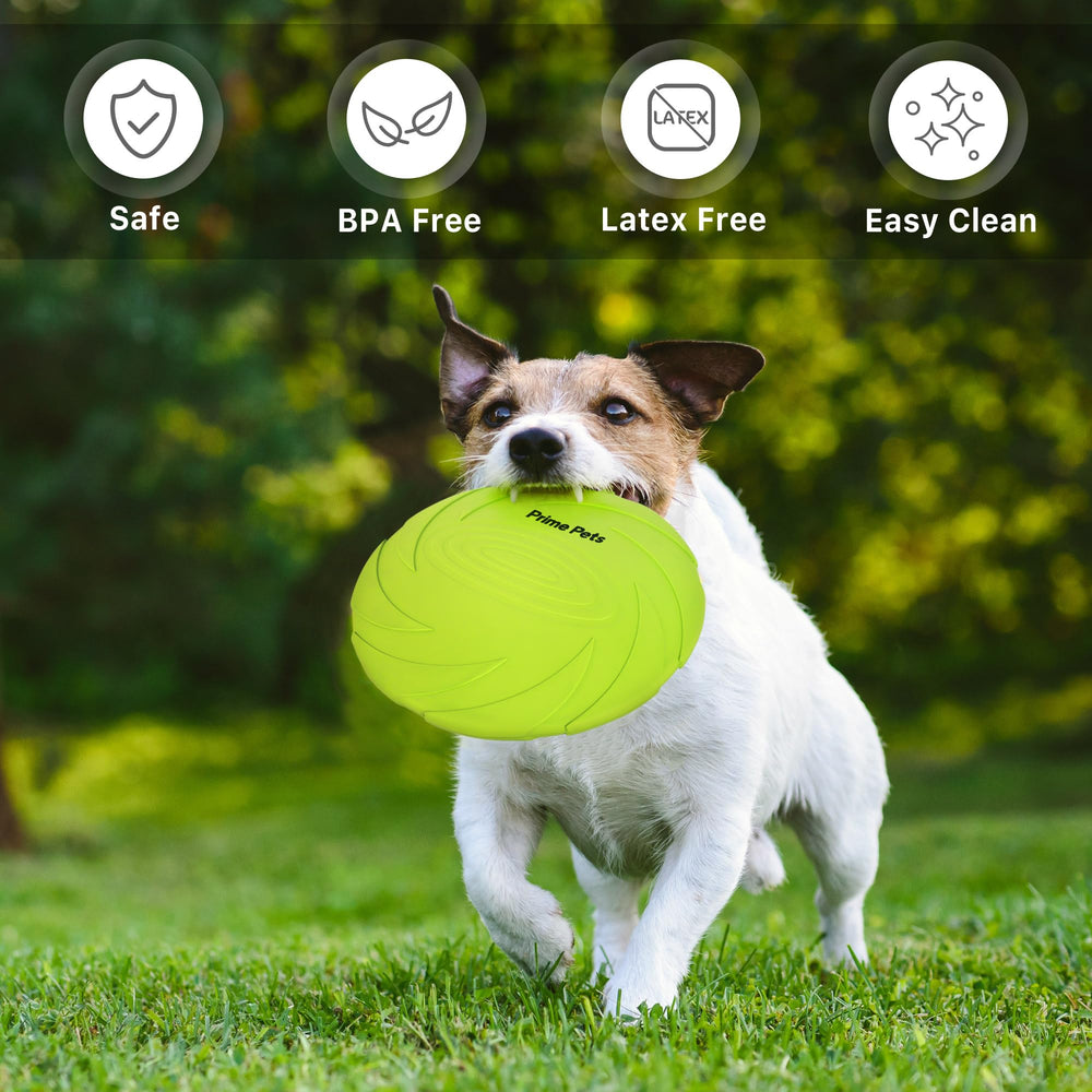 Disco volador Prime Pets en naranja y verde, divertido para sesiones de entrenamiento y juego de buscar.