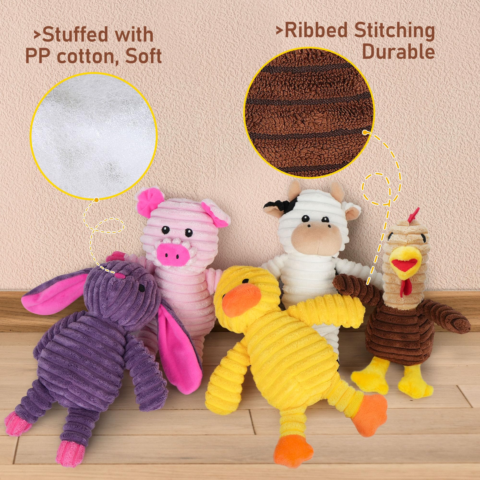 Prime Pets 5-pack purple rabbit plush toy promotes interactive playtime and snuggle sessions.