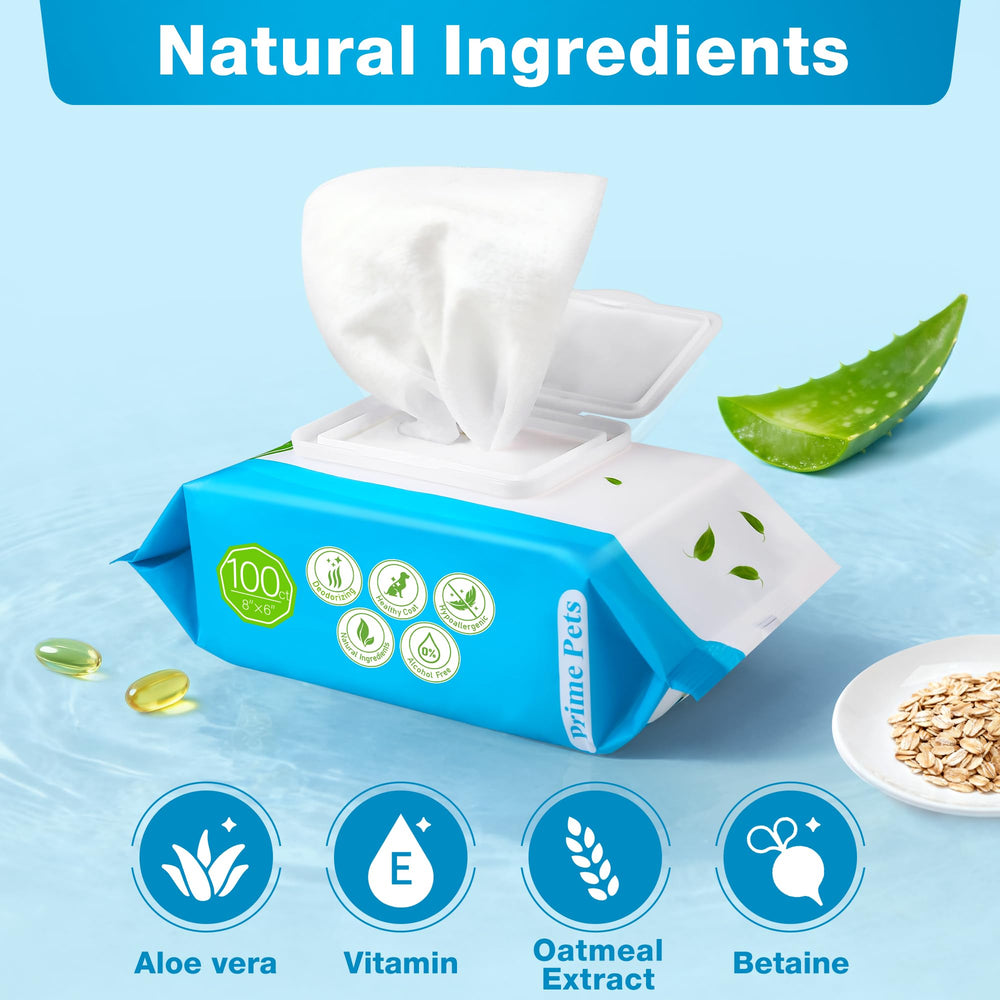 Prime Pets dog wipes resealable pack keeps wipes moist for quick muddy paws after outdoor fun.