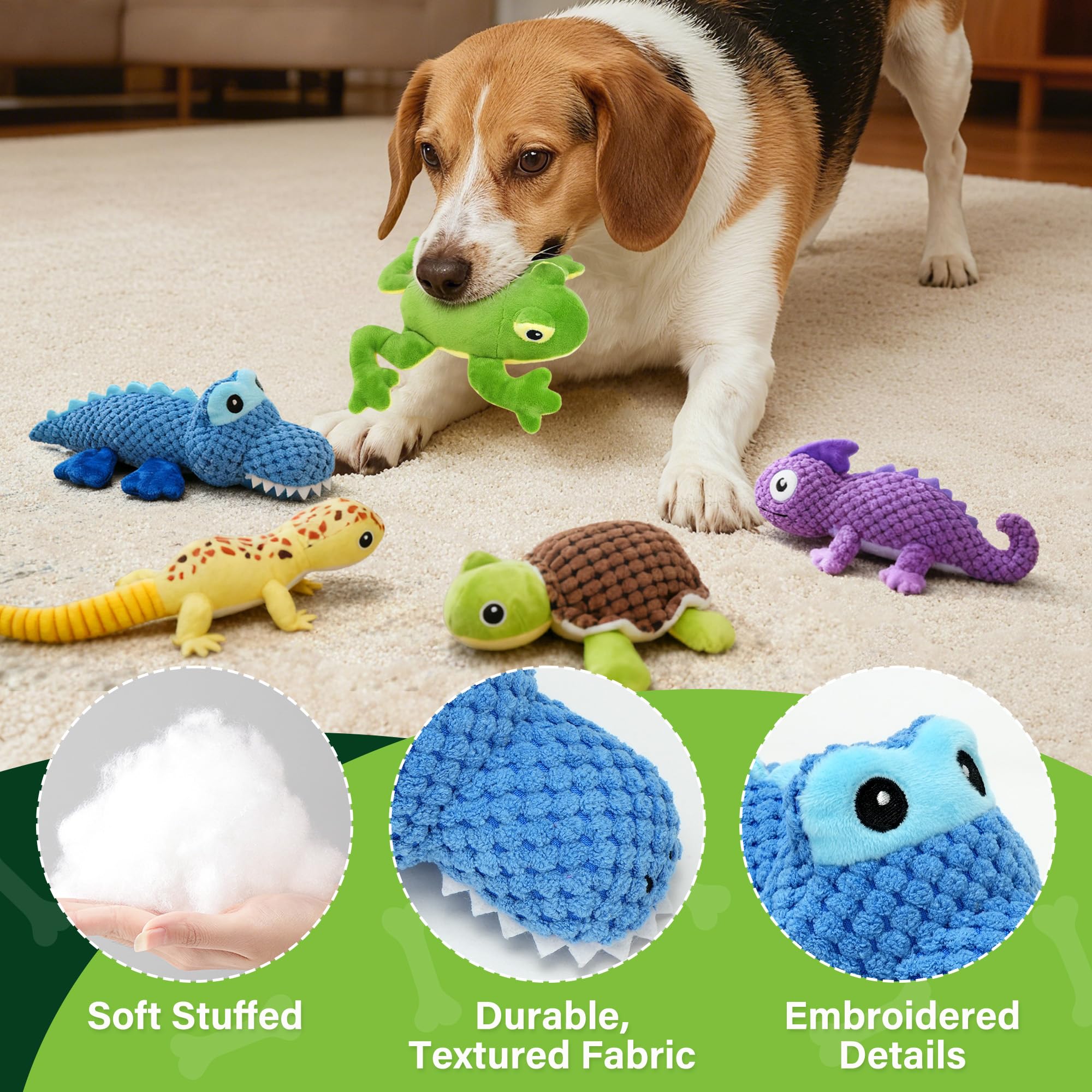 Prime Pets green frog dog toy designed for chewing and fetch sessions.