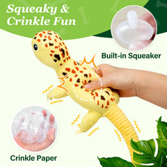 Prime Pets yellow lizard dog toy with crinkle accents for engaging play.