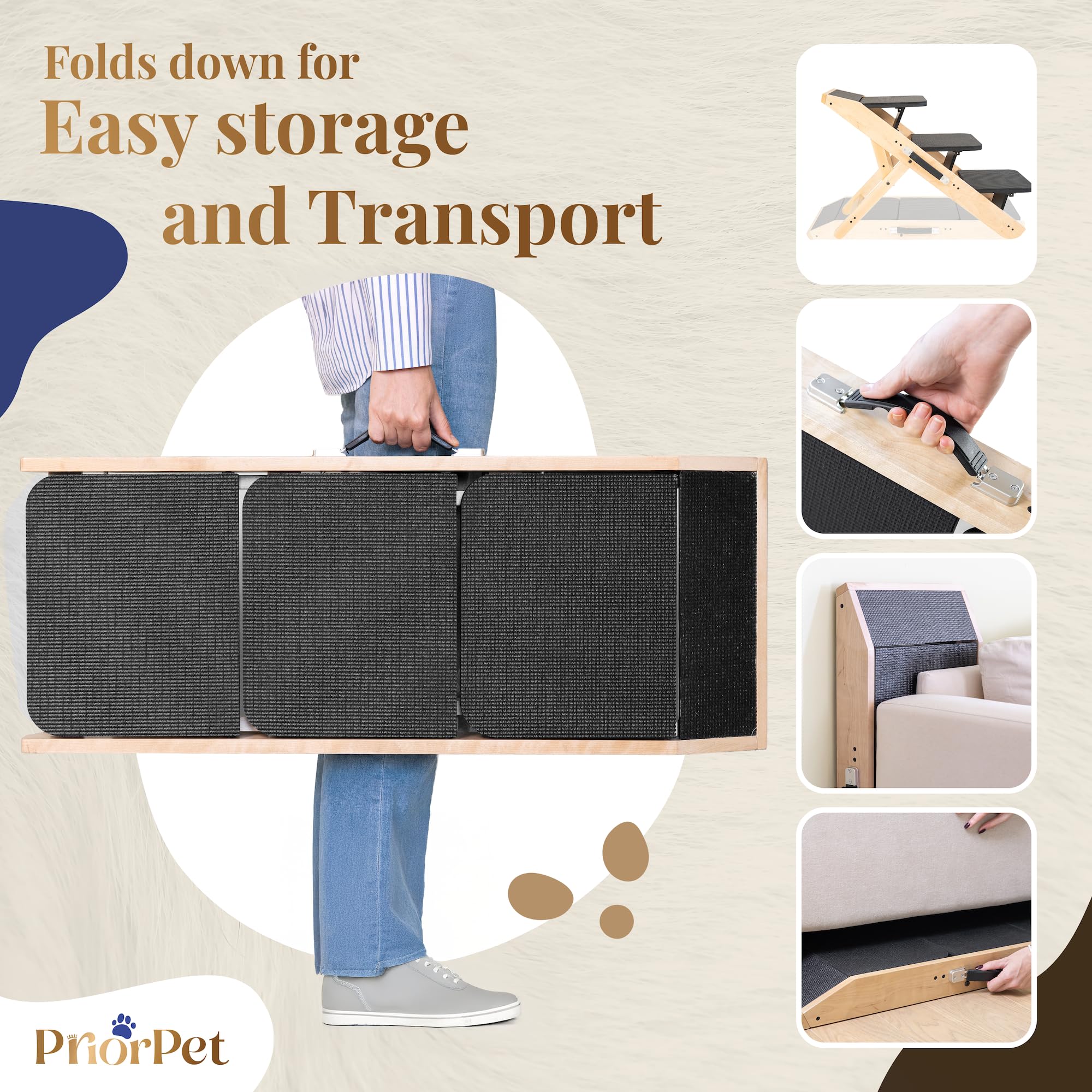 PRIORPET birchwood-construction-natural-finish blends with home decor.